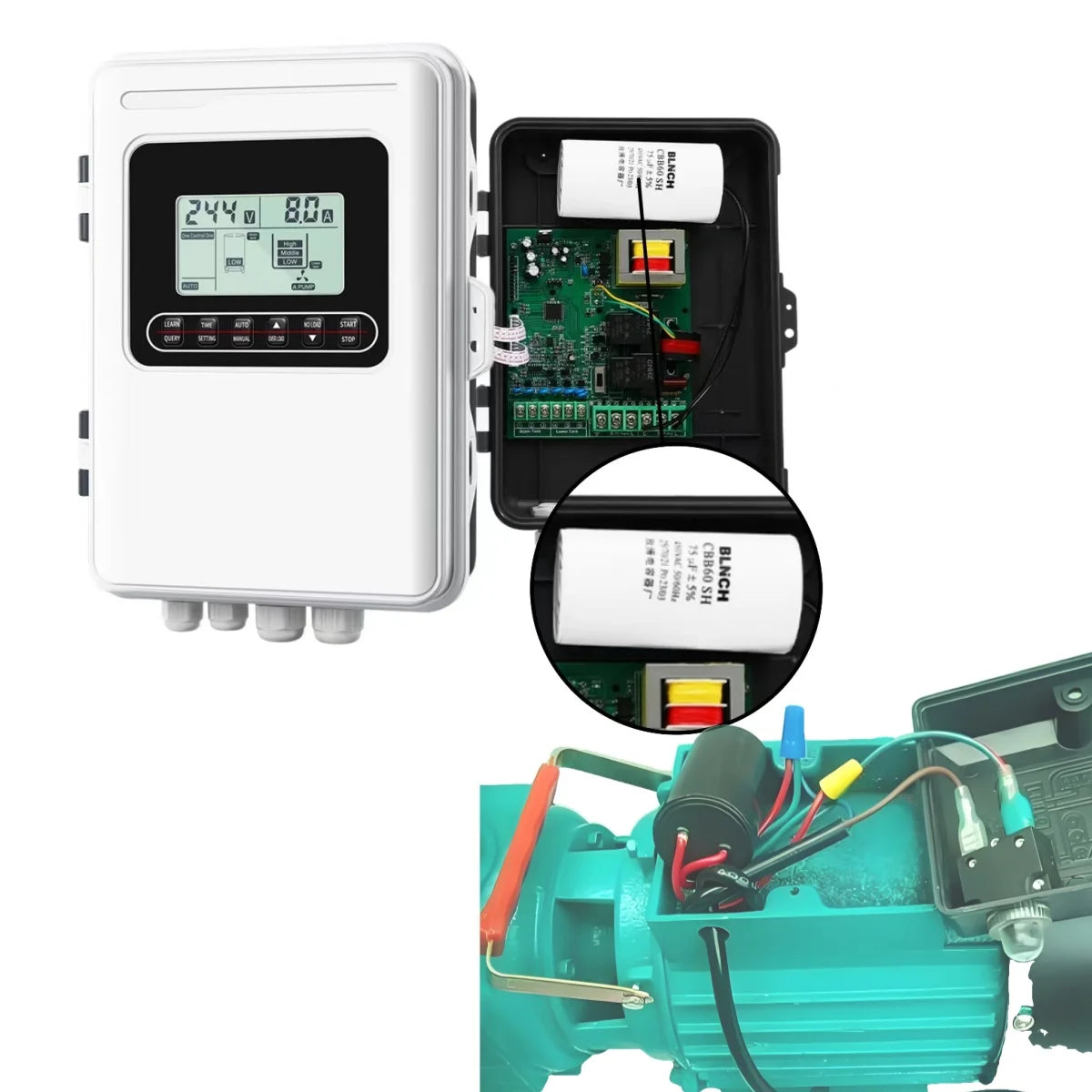 Intelligent Capacitor Water Pump Controller 2.2KW Single-phase Household Water Pumps