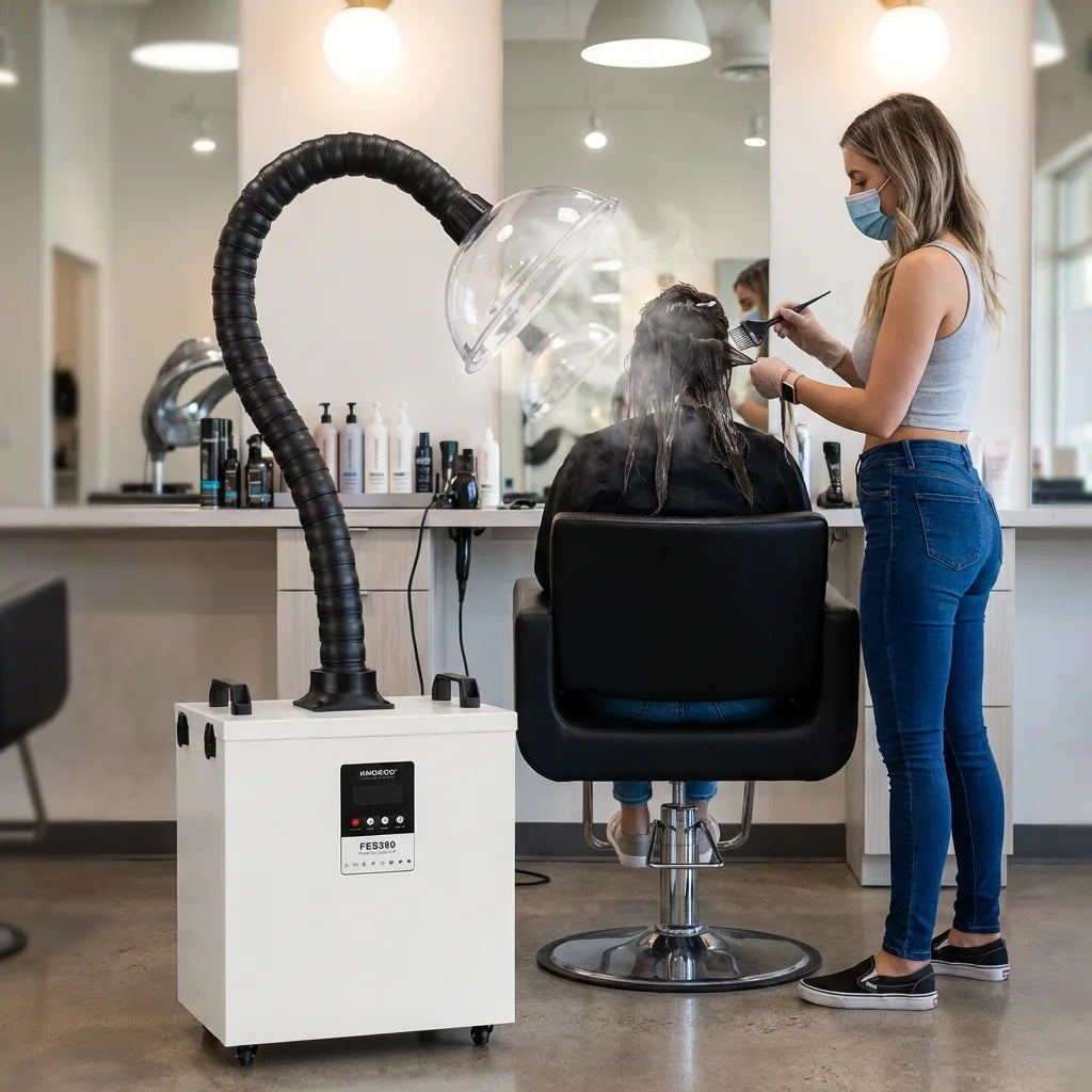 KNOKOO FES350 White Smoke Purifier 4 Stage Filter for Hair Salon Keratin Treatments and CO2 Laser Fume Extractor New Condition