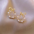 Exquisite S925 Silver Needle Bow Stud Earrings Diamond Stud Earrings for Women
