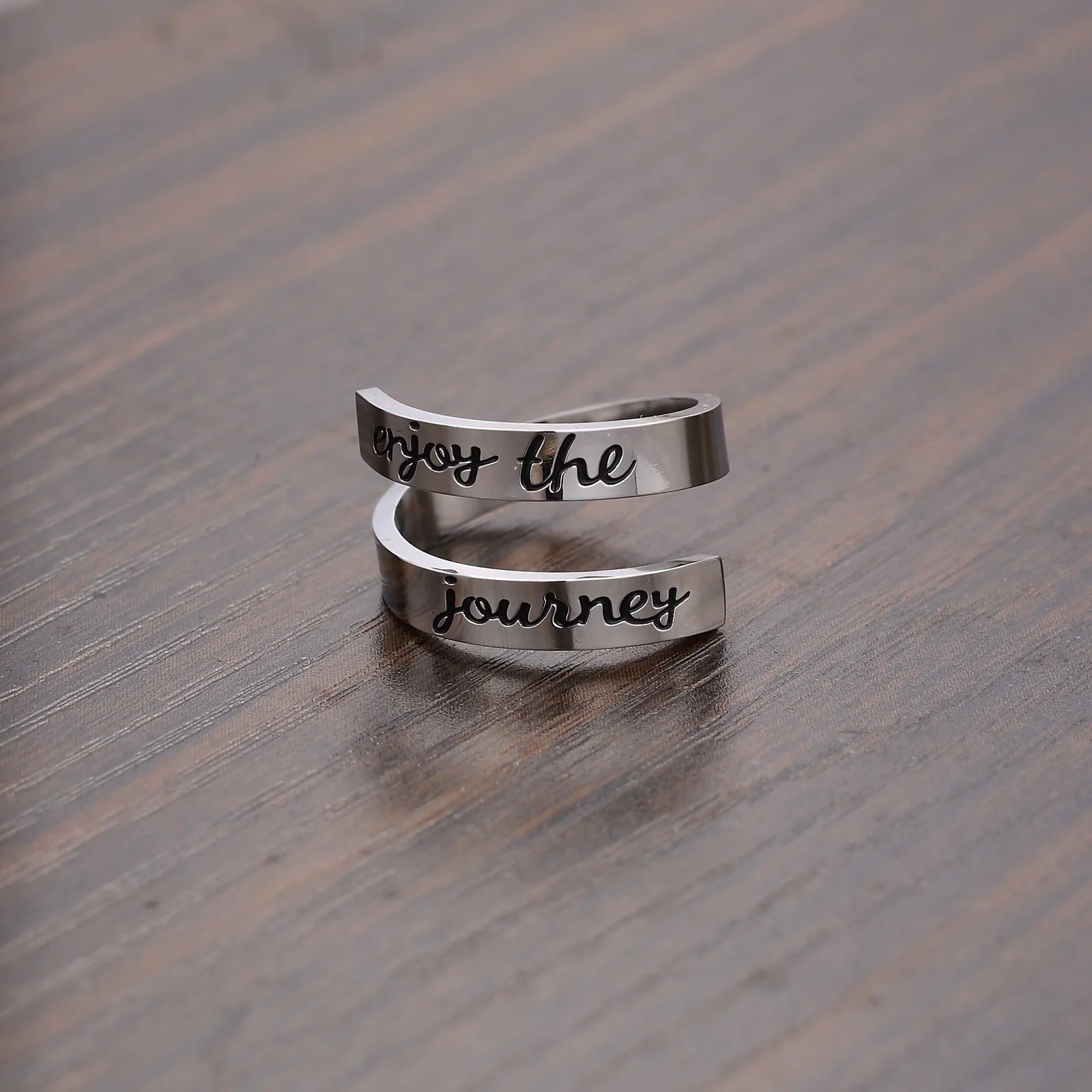 Loftily Jewelry Stainless Steel Open Enjoyed the Journey Carved Ring Fashion Jewelry Ring