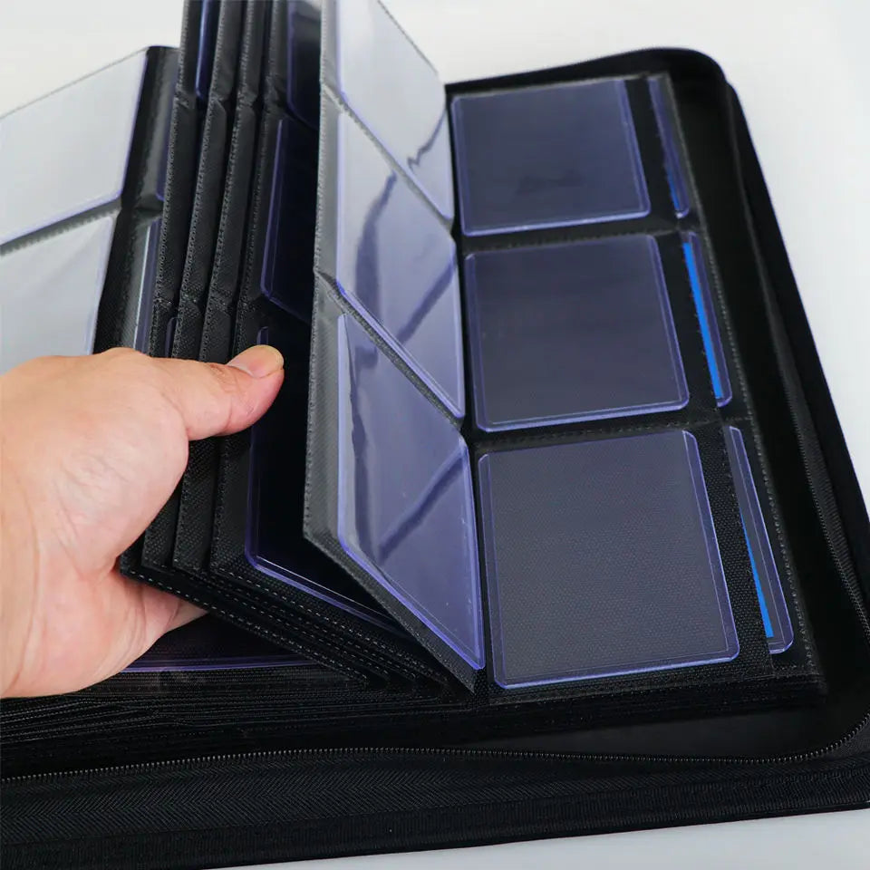 Premium Trading Toploader Binder Unique 9-Pockets to 252-Pockets PU Leather Design for Business Cards