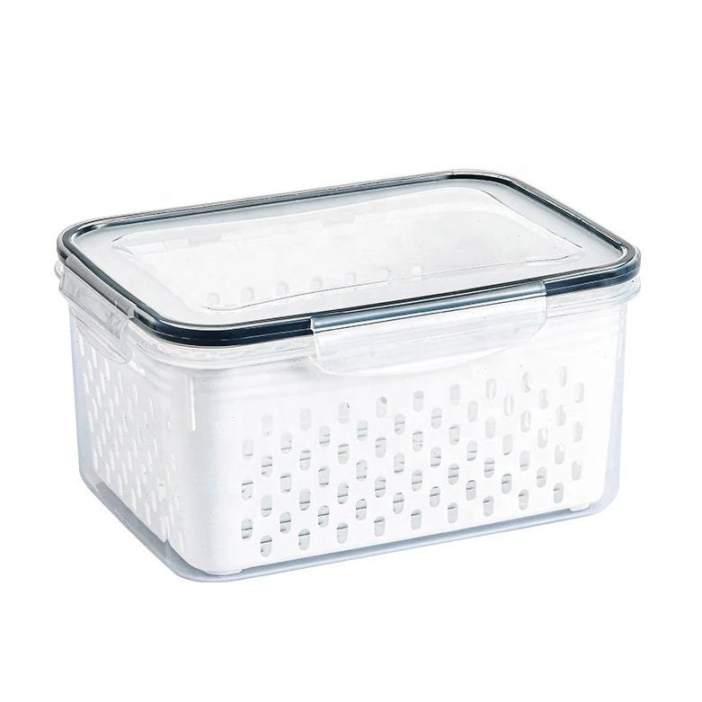Household Plastic Storage Box for Fresh-Keeping Refrigerator Fruit Vegetable Washing Food Use Kitchen Food Storage Container