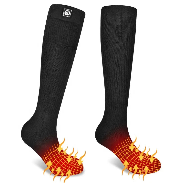 7.4V 2200mAh Unisex Breathable Casual Winter Warm Rechargeable Heated Socks with 3-Temperature Settings Coolmax Material
