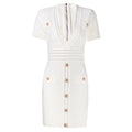 10 Colors in Stock Hot Selling Factory Price Quality Short Sleeve V-neck Slim Knitting Casual Sheath Mini Dress Women