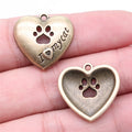 Cat Paw Heart Charm 22x21mm Antique Bronze Zinc Alloy Cutout for Cat Collar Decoration