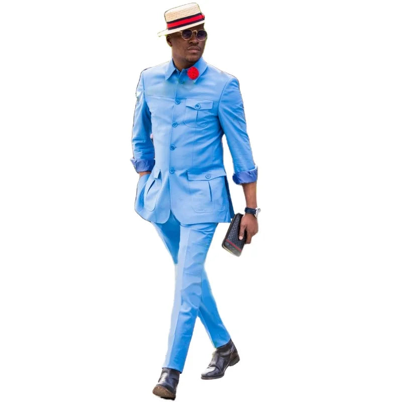 New Design Suits for Men Wedding Button Groom Men's Business Suit 2 Piece (Jacket+Pant) Male Dress Suit Gentleman Party Tuxedos