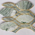 Modern White Marble Water Jet Mosaic Gold Metal Brass Inlay Parquet Design Tile 10mm Top Grade DTH Stone for Interior Wall