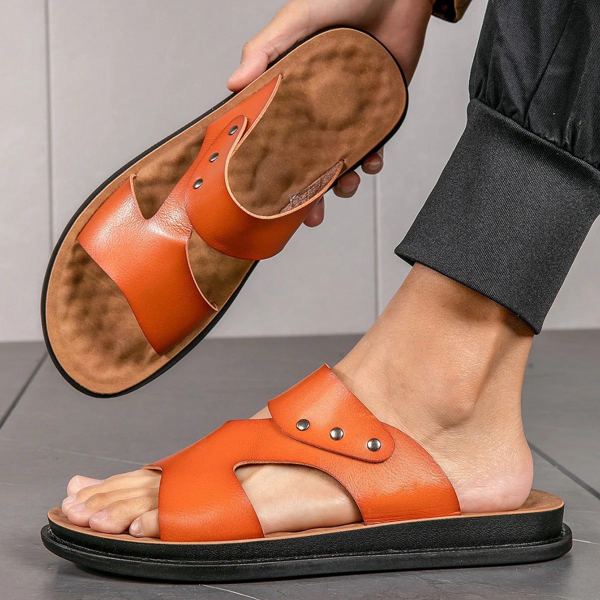 Men's Platform Comfort Waterproof Slippers Summer Trend Outdoor Casual Non-slip Deodorant Plus-size Sandals