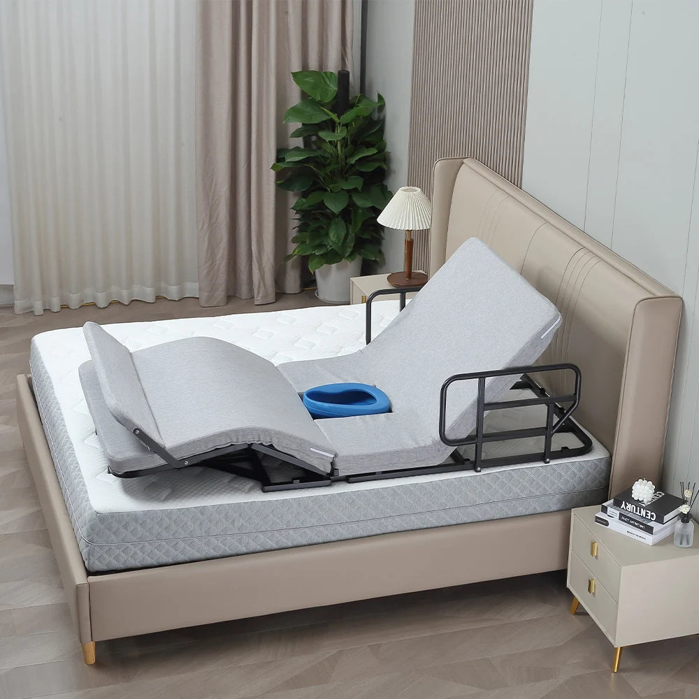 4 German Okin Motor Auxiliary Rolling Over Wireless Remote Medical Hospital Bed with Detachable Handrails