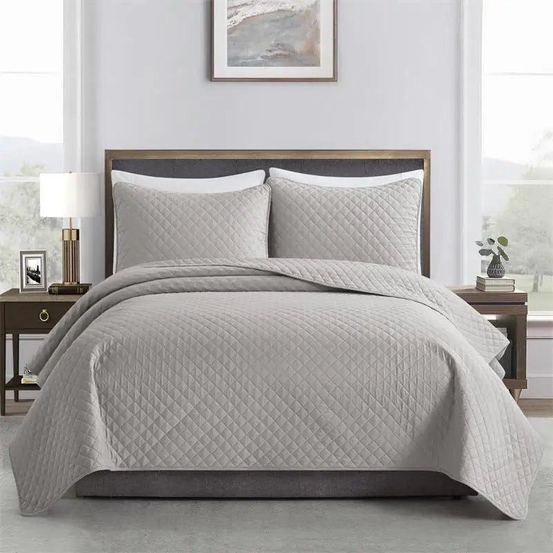 Blue Queen Bedspreads Quilt Lightweight All Season Bedcover Set 3 Piece Quilt Sets with Shams