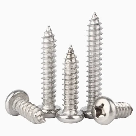 304 Stainless Steel Head Self Tapping Screws Pan Head Cross Wood Screws Big Head Self Tapping Screws M2-M3-M4-M5-M6 Metric Inch