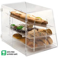 Custom Modern 3 Tray Acrylic Eco-Friendly Bakery Display Case Removable Trays UV Protection Easy Assembly Freestanding Display