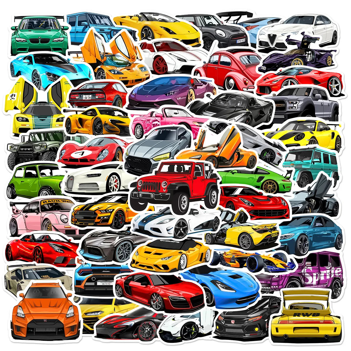 50Pcs Sports Racing Graffiti Decorative Stickers Label for Suitcase Laptop Bike Guitar Scrapbook Skateboard Waterproof Sticker