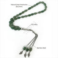 8x12mm Natural Green Agate Muslim Prayer Beads Tassel Tasbih Tasbeeh 33 Rosary Masbaha Islamic Gift Beaded Bracelet