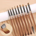 New 9pcs Gray Nail Brush Set for Acrylic Liquid Powder UV Gel Nail Polish Beauty Drawing Painting Pen Manicure Tools