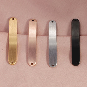 Blank Brushed Stainless Steel Curved Bar Charm Connector for DIY Custom Logo Bracelet Necklace Jewelry Accessories