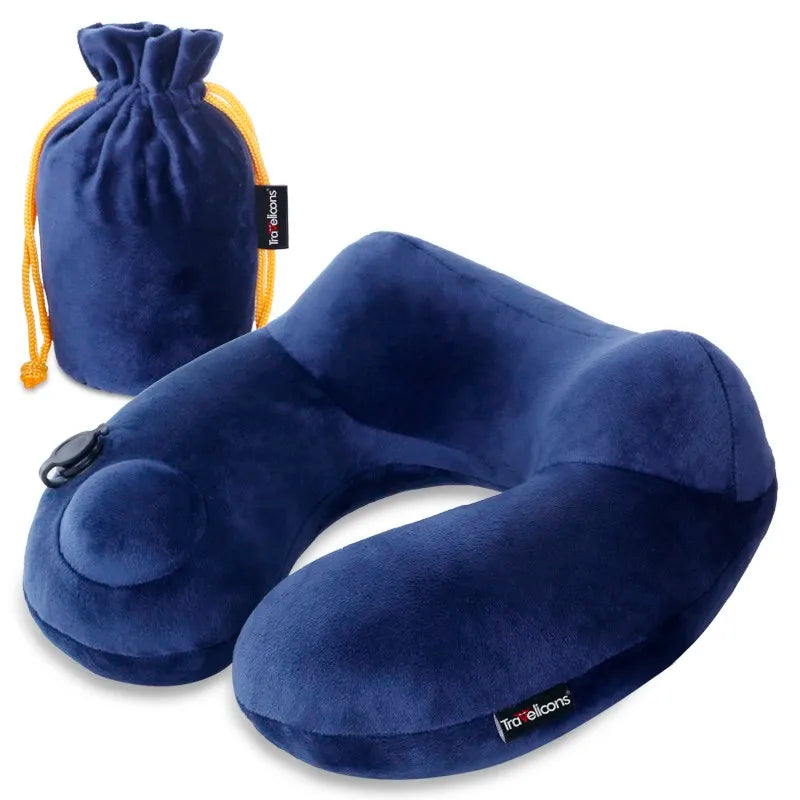 Custom Portable Folding Travel Pillow Comfortable Self-Adjustable U Shape Air-Filled Essential Inflatable Neck Pillow