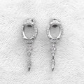 Sterling Silver 6*8mm Semi Mount Earrings Frame Empty Support Blank Claws Setting S925 Base Without Center Stone for DIY Inlay