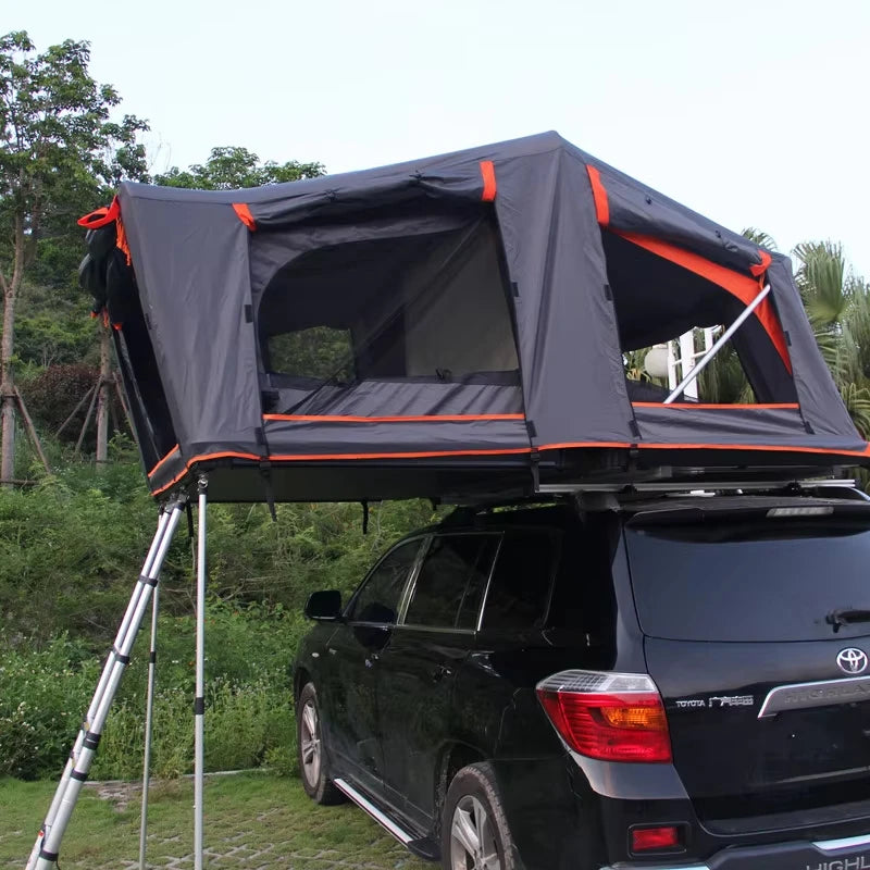 4-Person 4x4 Aluminum Tent Hard Shell Roof Top Pop-Up Square Outdoor Camping Awning Composed Cotton Polyester for Truck SUVs