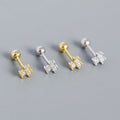 925 Sterling Silver Inlaid Zircon Statement Fashion Flower Cz Diamond Piercing Screwback Stud Earring Jewelry Earrings Women