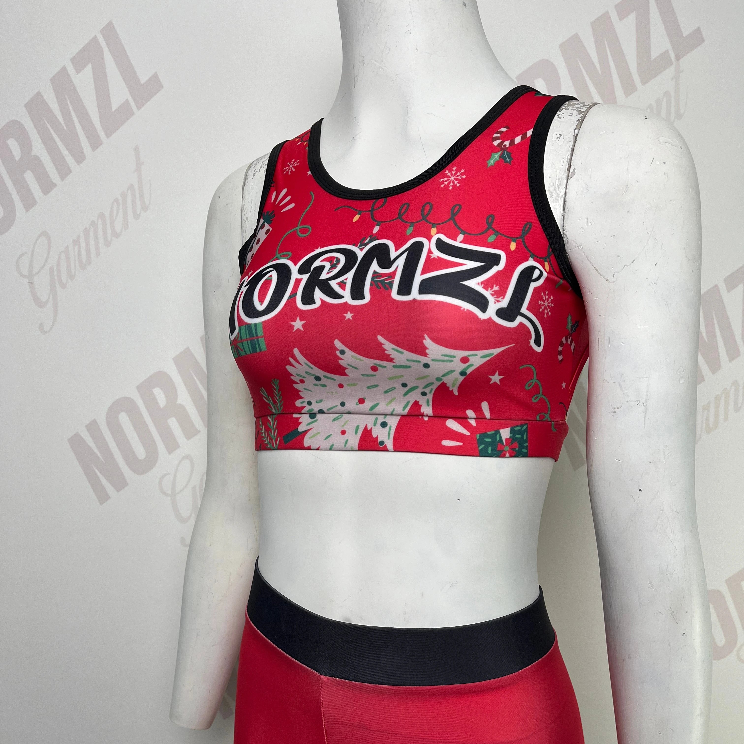 OEM Factory Price Hot Sale Practice Crop and Short Customized Christmas Design Cheer Practice Wear