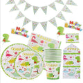 111pcs/set Cartoon dinosaur-themed children's birthday party banner paper cup paper tray tableware tablecloth set party supplies