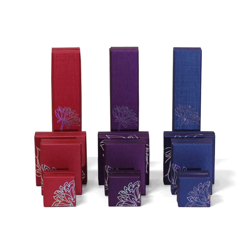 Top Quality Custom Cardboard Necklace Bracelet Jewel Set Packing Boxes With Red Lotus GildingLogo