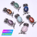 55mm Wholesale in Bulk Custom Natural Carved Gemstone Healing Animal Stone High Quality Women Necklace Owl Crystal Pendant