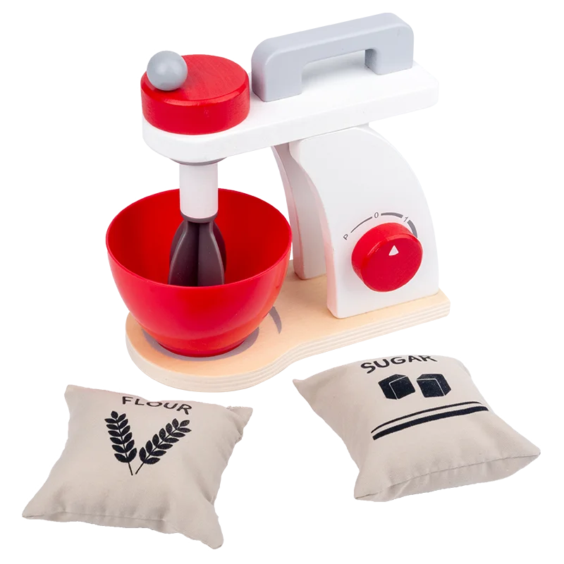 Wooden Pretend Play Kitchen Toys Cooking Bread Machine Coffee Machine Mixer Education Toys
