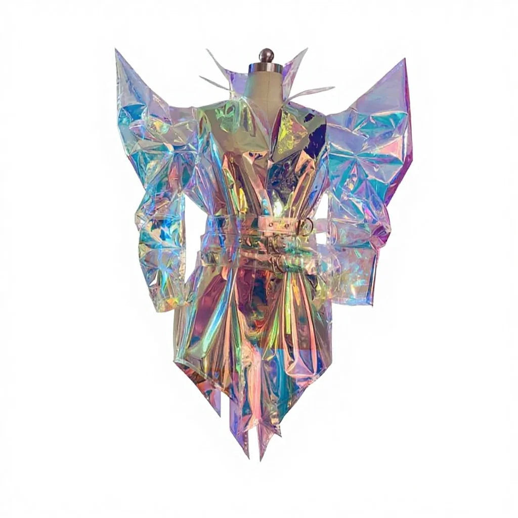 Women's Ballroom Performance Costume Laser PVC Future Technology Jacket Cool Gogo Nightclub Bar Singer DJ Stage Show Dance Wear