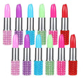 Rhinestone Crystal Ballpoint Pen Lipstick Shape Novelty Office Stationery Party Favors Students Classroom Prize Blue Ink