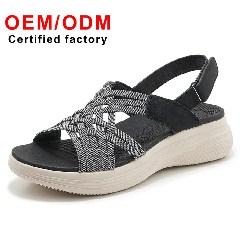 Luxury Design Women's New Summer Casual Lightweight Comfortable Elastic Thick Sole Large Size Beach Sandals Fashion Shoes Women