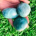 Wholesale High Quality Dark Amazonite Palm Stone Polished Crystal Healing Palm Gemstone Folk Crafts for Gifts