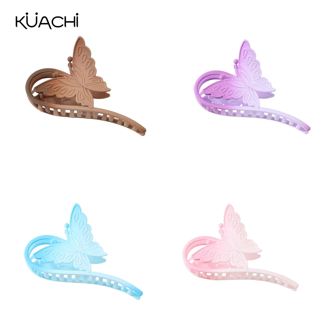 KUACHI Factory Wholesale Butterfly Hair Claw Korean Version Large Temperament Pink Sweet Gradient Hair Claw Hair Accessories