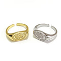 18K Gold Plated Sun Moon Face Rings 925 Sterling Silver Oval Creative Cute Wreath Fashionable Rings for Women
