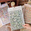 PET Scrapbook Stickers Vintage Flower Stickers Junk Journal Sticker Pack Transparent Floral Botanical Scrapbook Paper