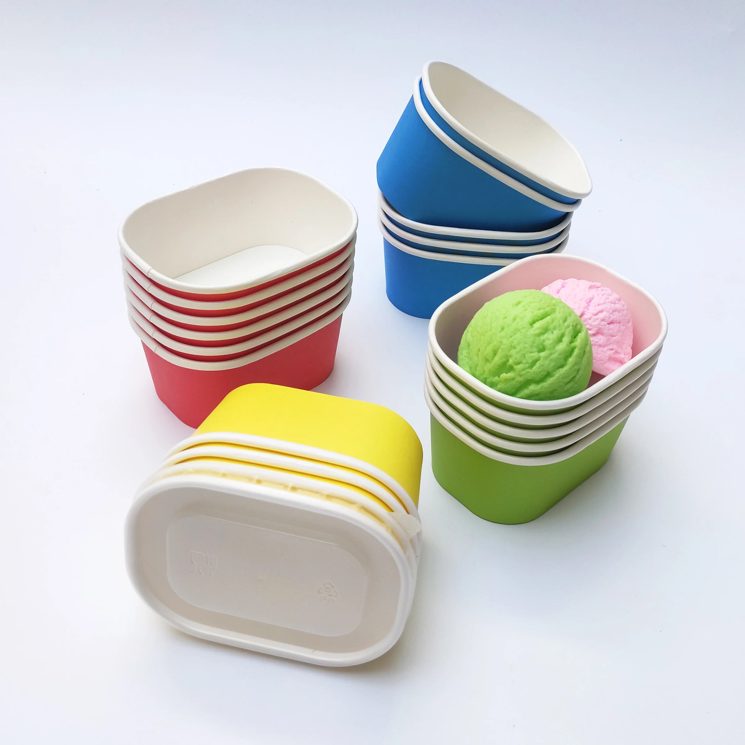 6oz 8oz 12oz 22oz Custom Size Ice Paper Cup Kraft Paper Ice Cream Cup and Lid