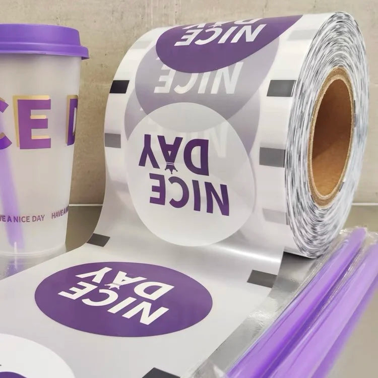 Custom logo Plastic 90mm 95mm Film Rolls Cup Sealing Films for PP PET Paper Cup Sealer for Bubble Tea Cup