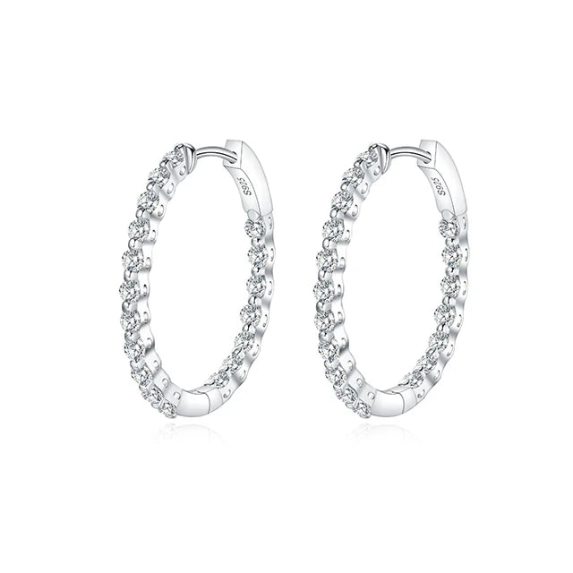 Trendy Hoop Earrings for Women Jewelry Fashion Zircon Sterling Silver Hoop Earring