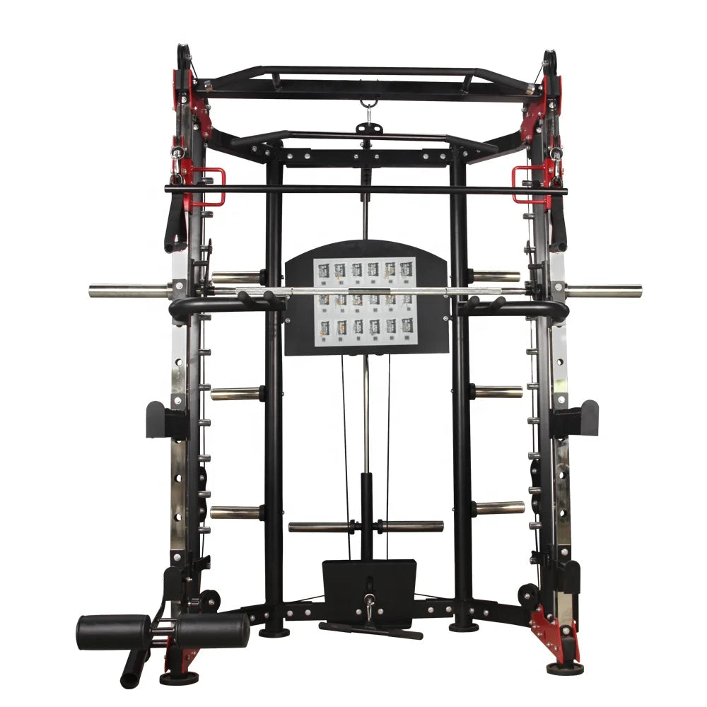 ShengQi CE Certified Black&Red Home Gym Set Multifunctional Smith Machine Squat Bench Bench Press 50x100mm Tube for
