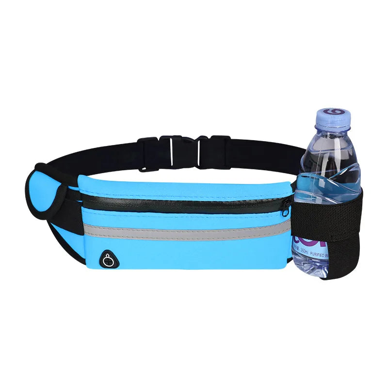 Custom Men's Neoprene Waterproof Sports Fanny Pack Portable Waist Bum Bag with Zipper Closure and Bottle Holder
