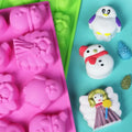 7046 Surprise Cake 8 Hole Different Christmas Character Shape Silicone Cake Mold Silicone Candle Molds Soap Making Mold