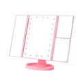 Tri-fold Lighted Makeup Mirror With 3x/2x/1x 21Leds Light and Touch 180 Degree Free Rotation Countertop Cosmetic Mirror