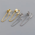 SP Dainty Long Tassel Chain Style High Quality S925 Sterling Silver Zircon Moon Stud Earrings