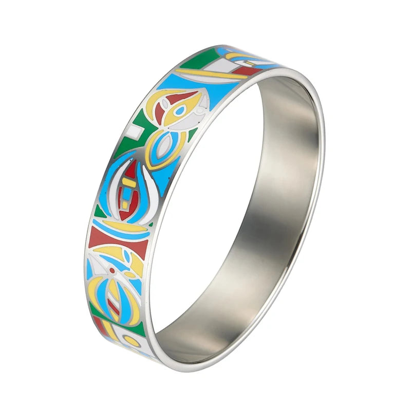 Hot New Ladies Bracelet Exquisite Stainless Steel with Imitation Enamel Design Gold-Plated Trendy Bangles Perfect Gift