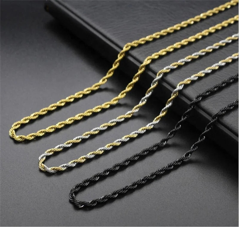 Welcome Customized Size Customized Color Jewelry Stainless Steel Necklace Chains Men Women Twist Rope Chain
