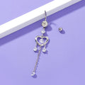 2022 Statement Stainless Steel Body Piercing Jewelry Belly Piercing Heart Delicate Tassel Zircon Jewelry Belly Ring Body Jewelry