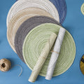 Solid Round Linen Weave Place Mat Non Slip Insulation Table Pad Weaved Dining s Kitchen Decor Table Mat
