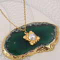 Fashion Female High Quality Jewelry Gold Plated Square Brand Stainless Steel Imitation Pearl Pendant Necklace