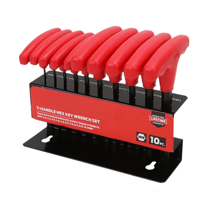 10pcs T Type CR-V Allen Wrench Set Industrial Grade Steel Hex Key Metric Measurement System